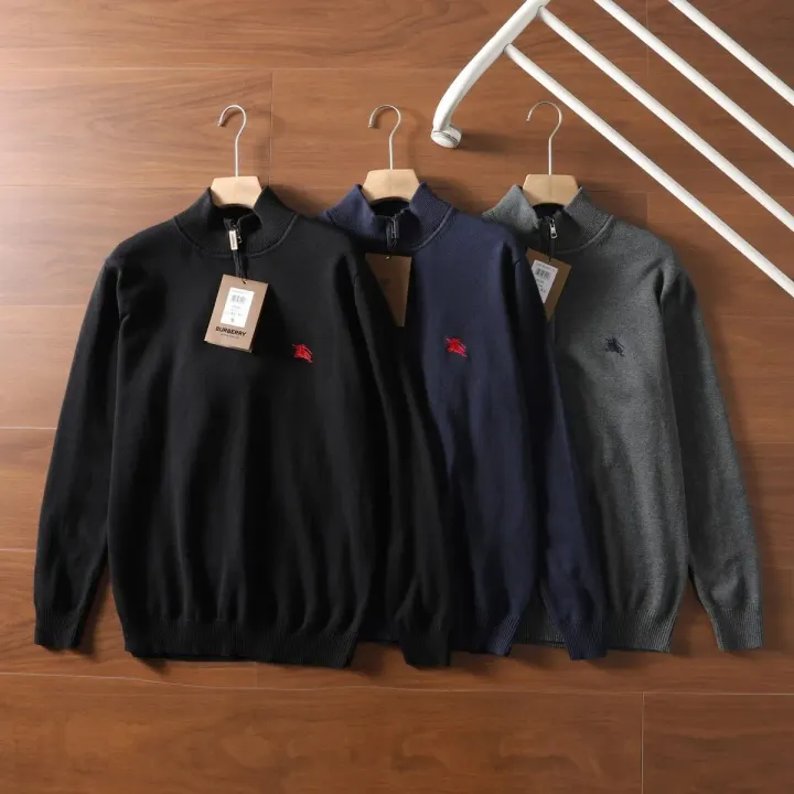 Burberry Knit Sweater Collection in Black, Navy, and Grey
