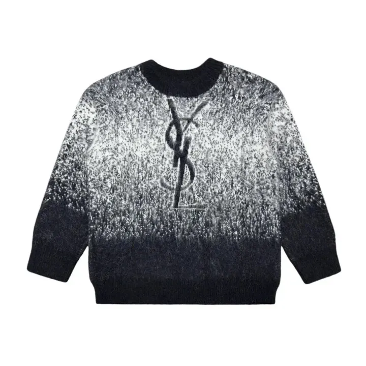 Saint Laurent Black Grey Ombre Long Sleeve Knit Shirt
