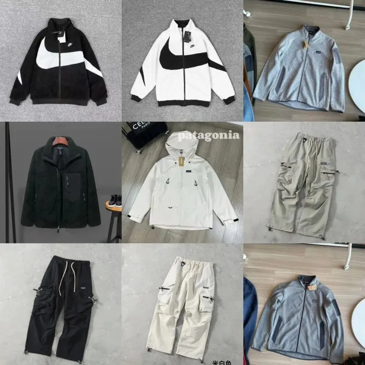 Patagonia Hooded Knit Fleece Cardigan in Black, White, and Gray