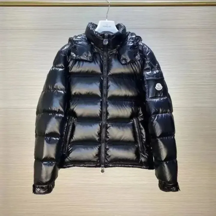 Moncler Black Glossy Hooded Puffer Jacket
