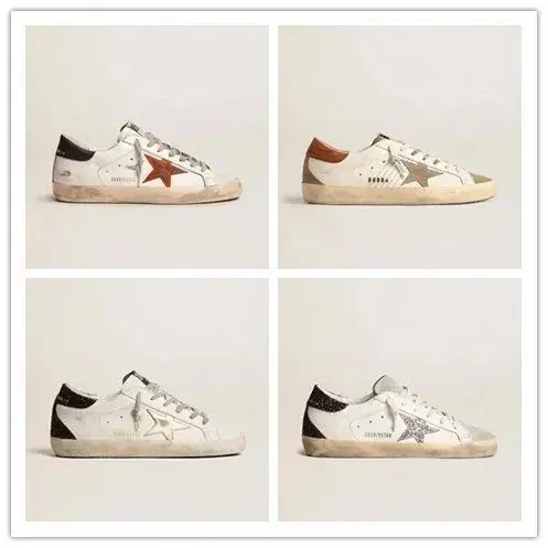 Golden Goose White Distressed Low-Top Sneakers with Star Accent