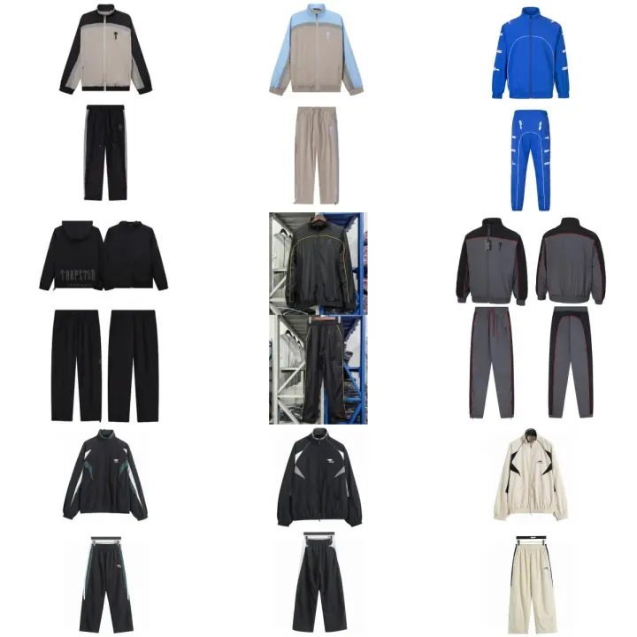 Trapstar Color-Block Tracksuit Set in Black, Beige, and Blue