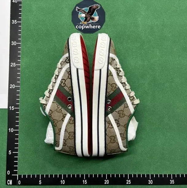 Gucci Beige GG Monogram Web-Stripe Sneakers