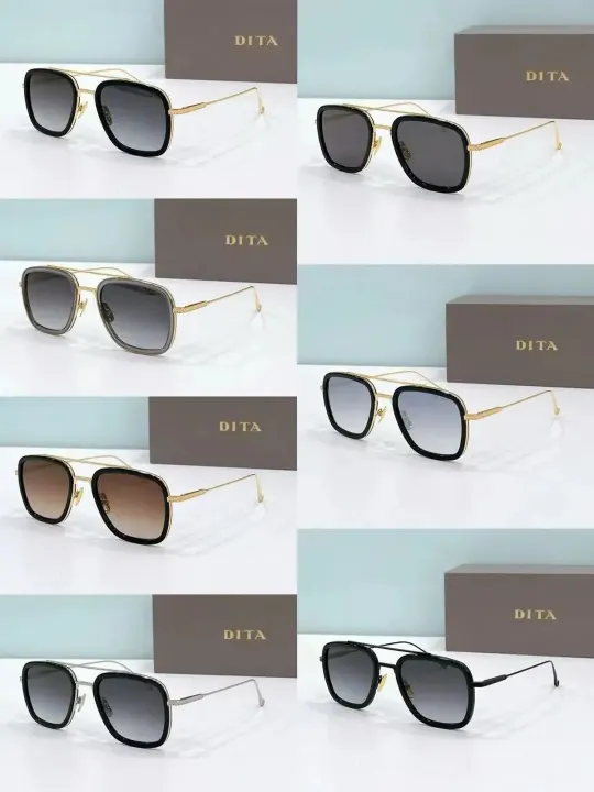 Dita Black and Gold Navigator Style Sunglasses