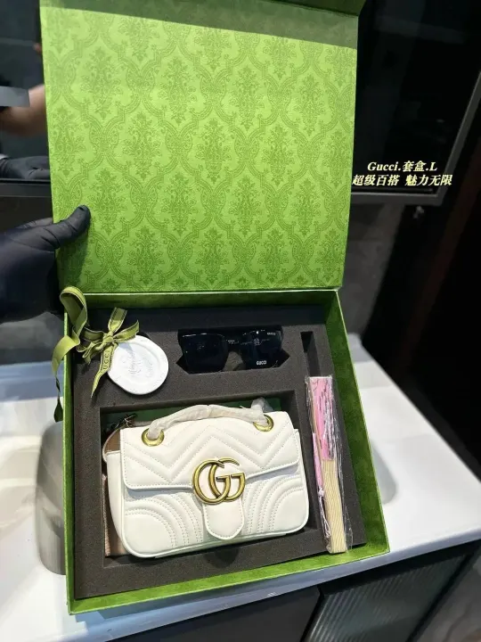 Gucci White Quilted GG Crossbody Bag