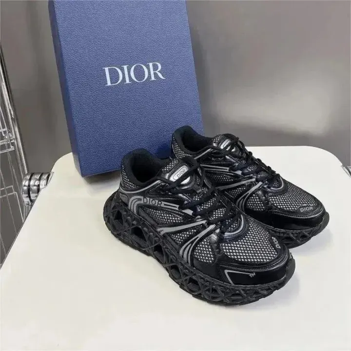 Dior B35 Black Mesh Chunky Sneakers