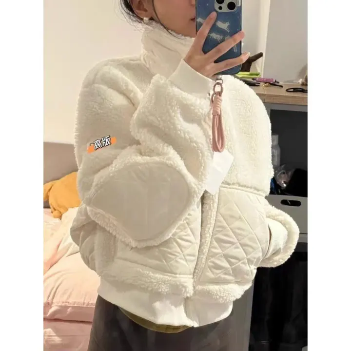 Alo Yoga Cream Sherpa Cropped Utility Jacket