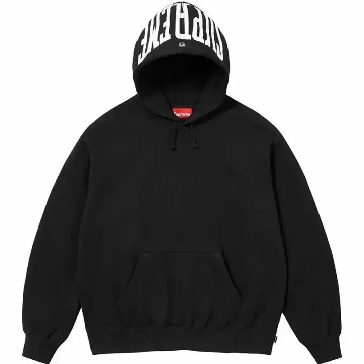 Supreme Black Hooded Sweatshirt with Bold Logo Hood