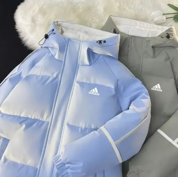 Adidas Light Blue Hooded Puffer Jacket