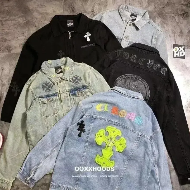 Chrome Hearts Distressed Embroidered Denim Jacket