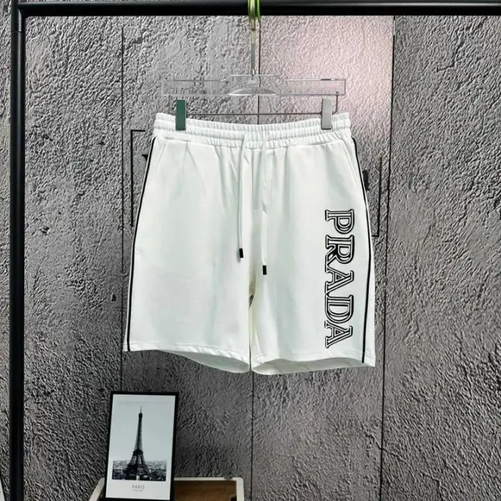 Prada White Logo-Print Casual Shorts