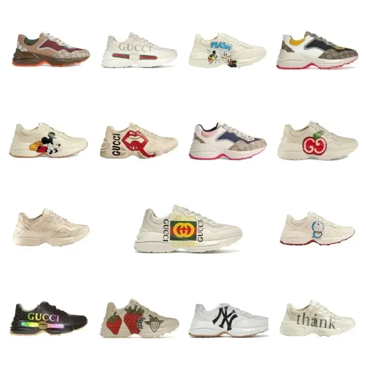 Gucci Rhyton Graphic Sneakers in Cream and Mixed Colorways