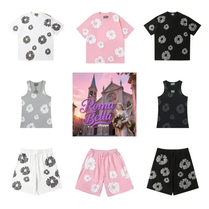 Denim Tears Cotton Wreath-Set in Weiß, Pink und Schwarz