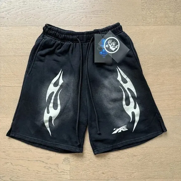 Hellstar Black Flame Graphic Shorts