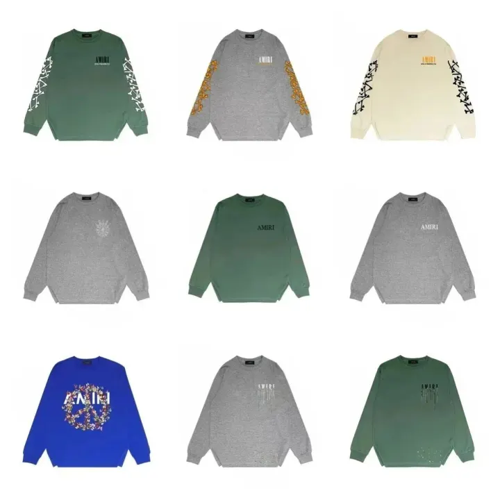 AMIRI Graphic Crewneck Sweatshirt in Green, Grey & Blue