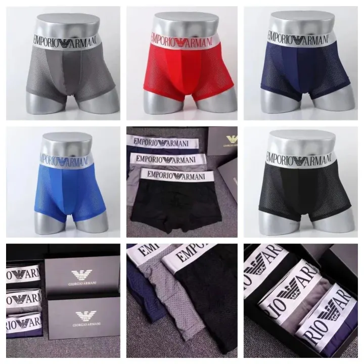 Armani Mesh Boxer Briefs in Black and Bold Colorways