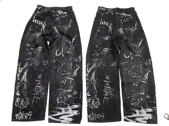 Balenciaga Black Graffiti Print Jeans