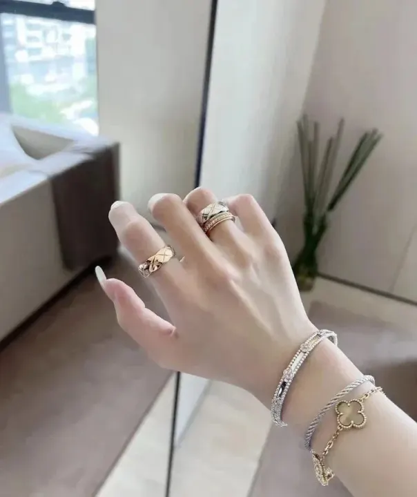 Cartier Gold-Tone Bracelet Set with Clover and Crystal Details