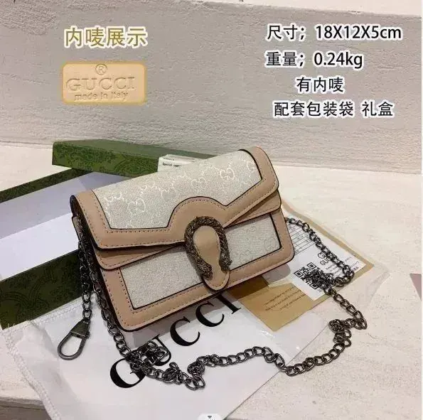 Gucci Beige Monogram Chain Handbag