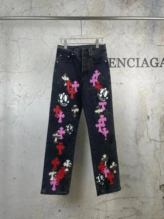 Chrome Hearts Dark Wash Patchwork Denim Jeans