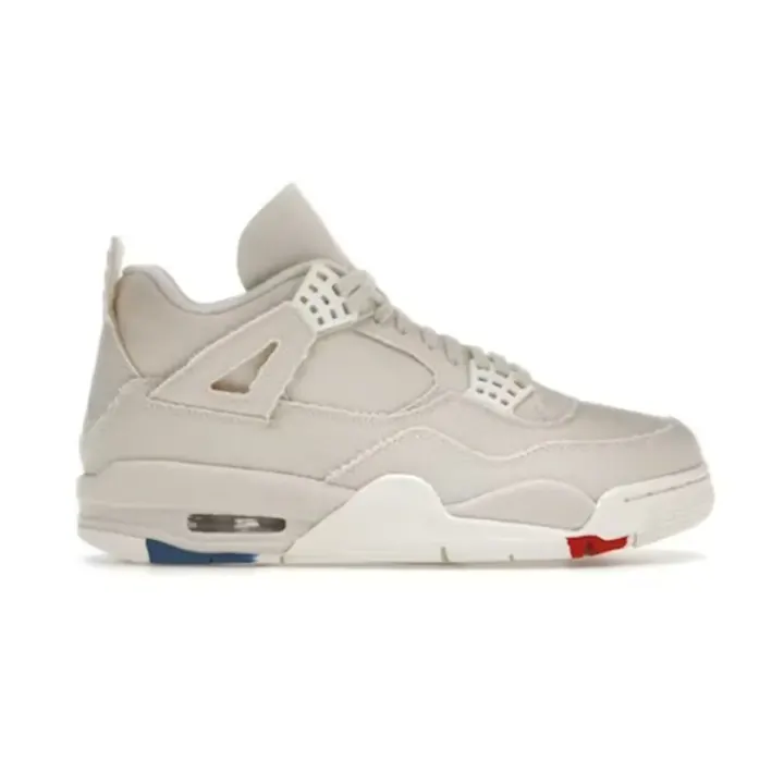 Jordan Air Jordan 4 Sneakers in Light Beige with Red and Blue Accents