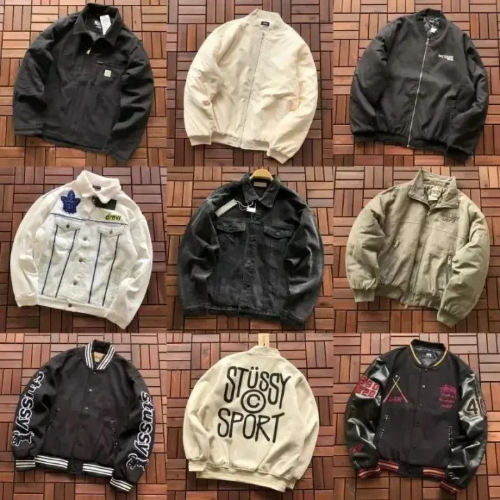 Stussy Sport Varsity Jacket in Black and Blue