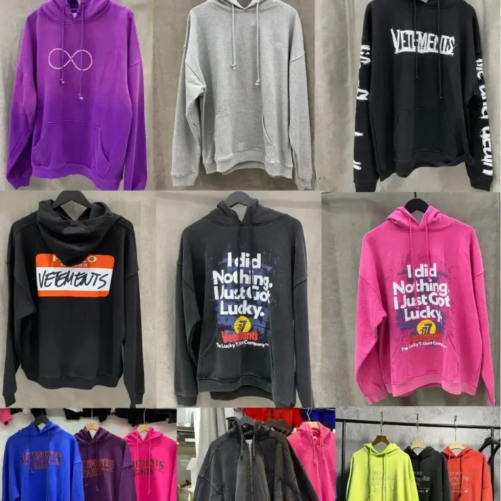 Vetements Graphic Pullover Hoodie in Purple and Black