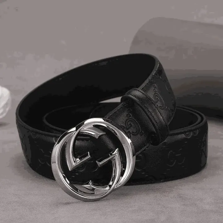 Gucci Black Leather Belt with Interlocking G Buckle