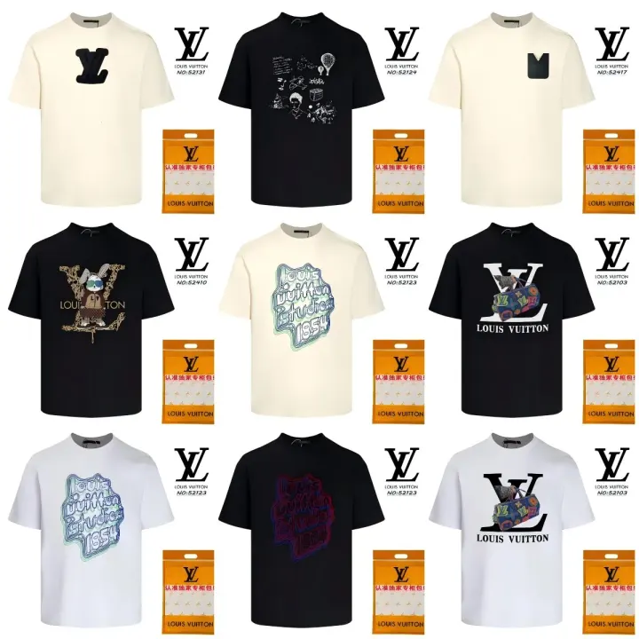 Louis Vuitton Graphic T-Shirt in Black and Cream Multi-Print Styles