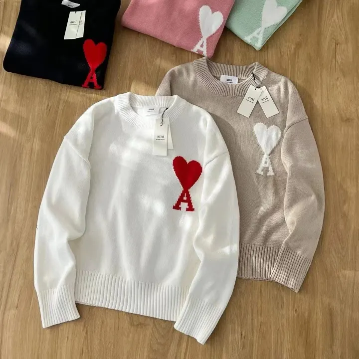 Ami Heart Logo Knit Sweater in Multiple Colors