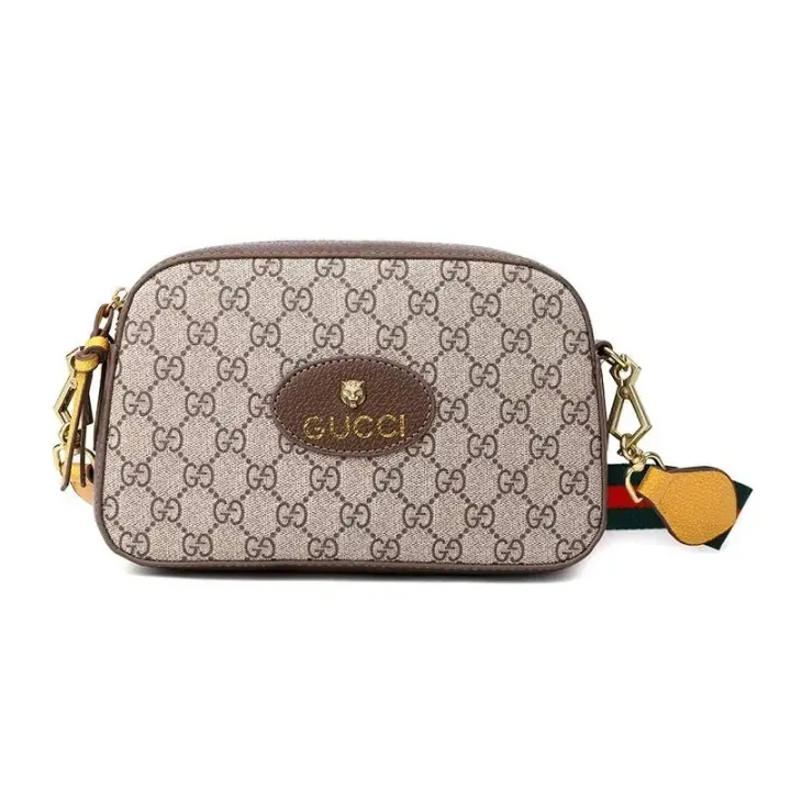 Gucci GG Supreme Crossbody Camera Bag in Beige and Brown