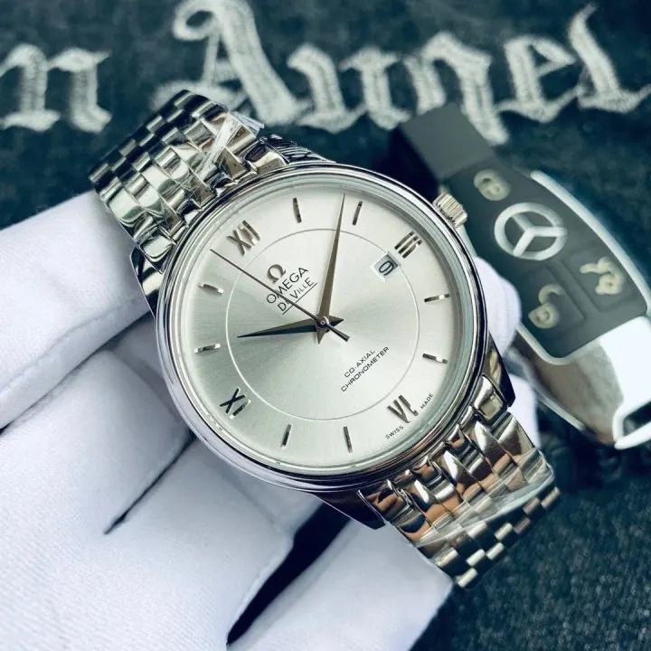 Omega De Ville Watch with Silver Steel Bracelet and Roman Dial