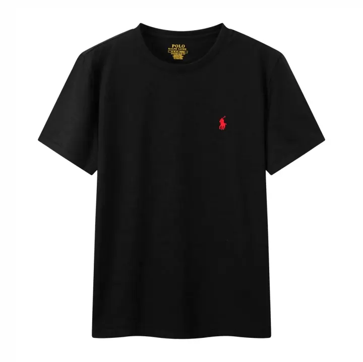 Ralph Lauren Black Crew Neck T-Shirt with Red Pony