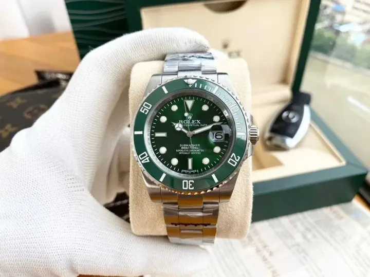 Rolex Submariner Watch with Green Dial and Bezel