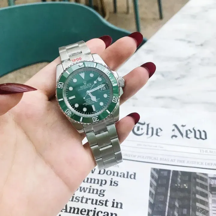 Rolex Submariner Date Stainless Steel Watch with Green Dial
