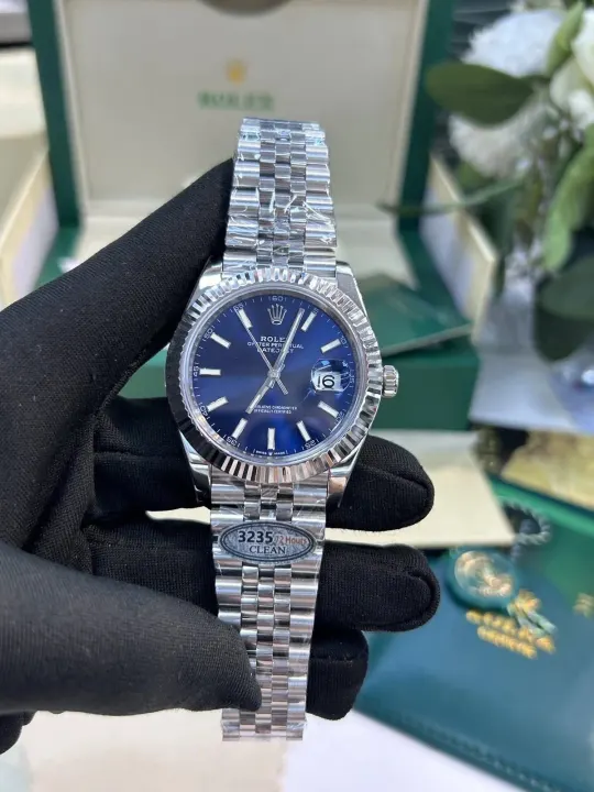 Rolex Datejust Blue Dial Watch with Fluted Bezel