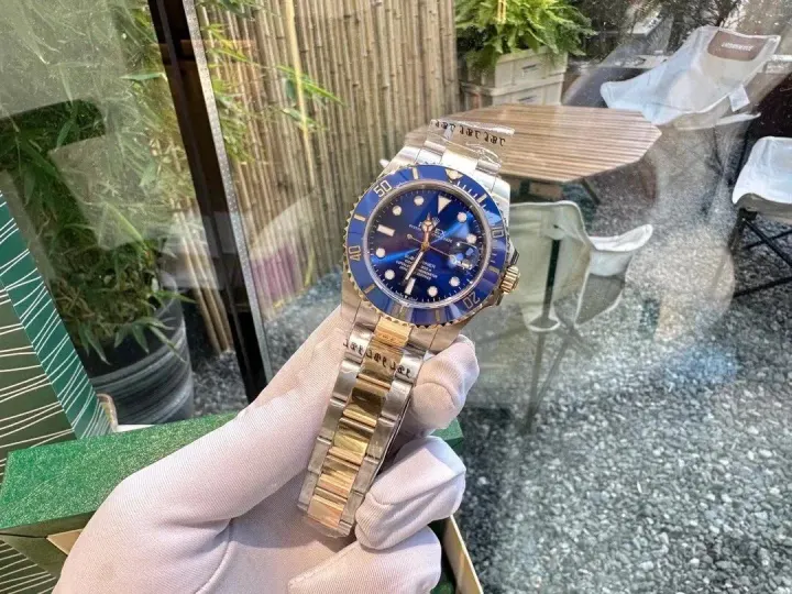 Rolex Submariner Two-Tone Watch with Blue Dial and Bezel