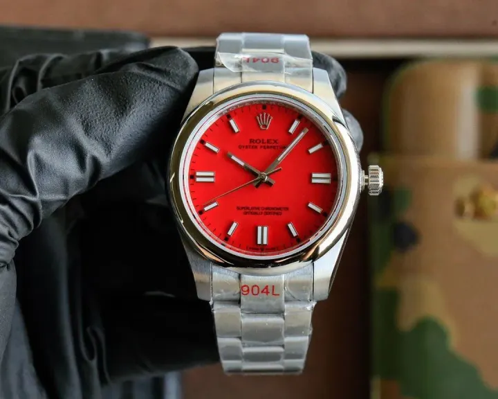 Rolex Automatic Watch with Bright Red Dial