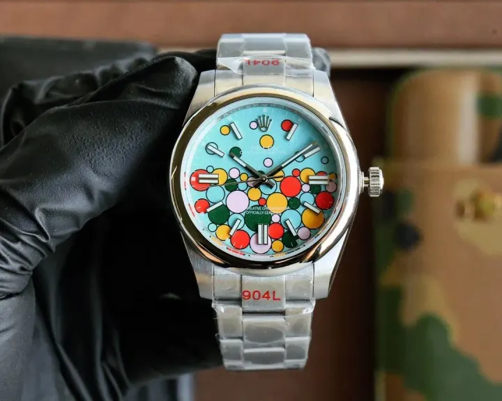 Rolex Watch with Multicolored Bubble Dial