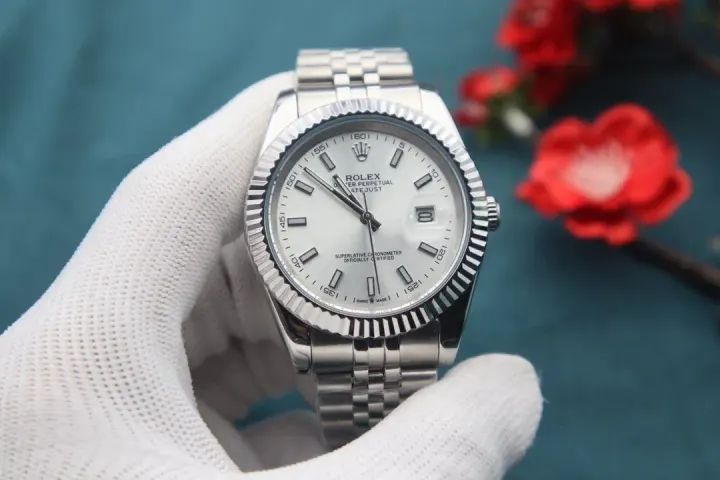 Rolex Datejust 41mm Watch with Fluted Bezel and White Dial