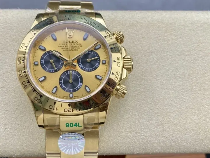 Rolex Daytona Gold-Tone Chronograph Watch with Blue Subdials