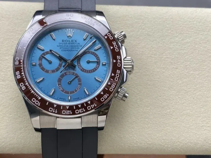 Rolex Daytona 40mm Watch with Light Blue Dial and Brown Bezel