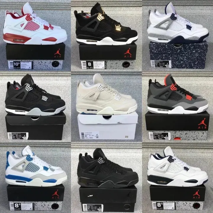 Jordan 4 Retro Basketball Shoes in White Cement Colors