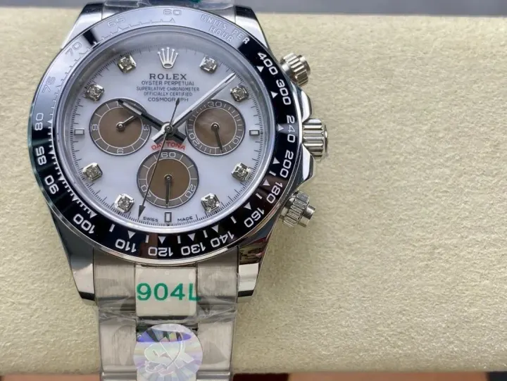 Rolex Daytona Chronograph Watch with White Dial and Brown Subdials