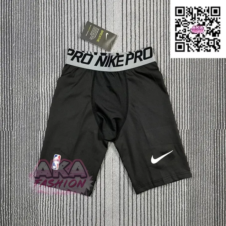 Nike Pro Black Compression Shorts with Grey Waistband
