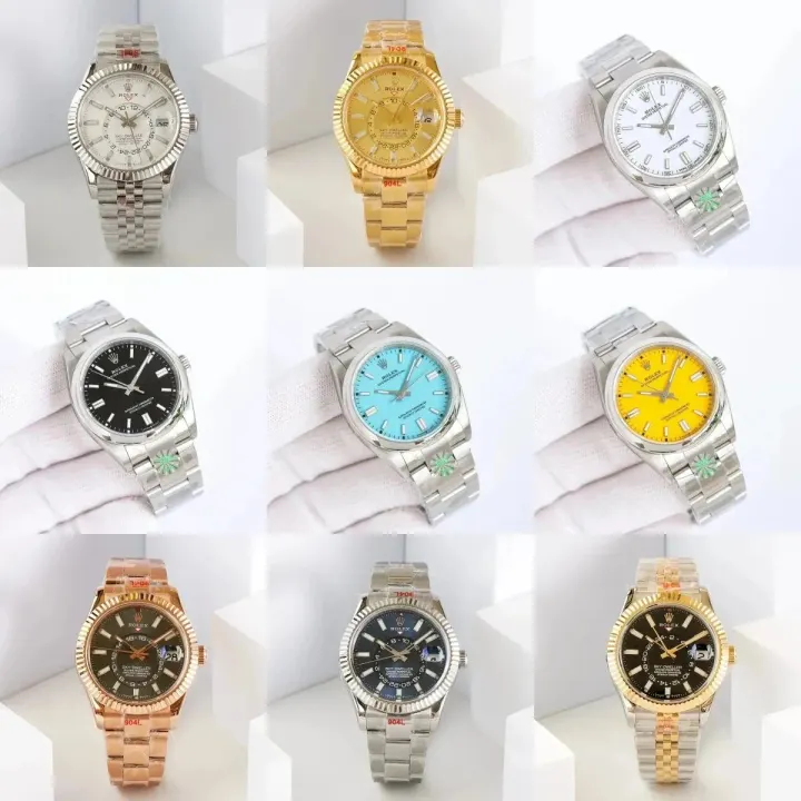 Rolex Stainless Steel Watch Assortment with Colored Dials