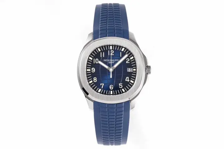 Patek Philippe Blue Dial Watch with Blue Rubber Strap