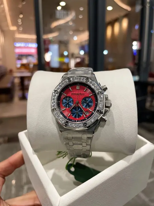 Audemars Piguet Red Dial Stone-Set 37mm Watch