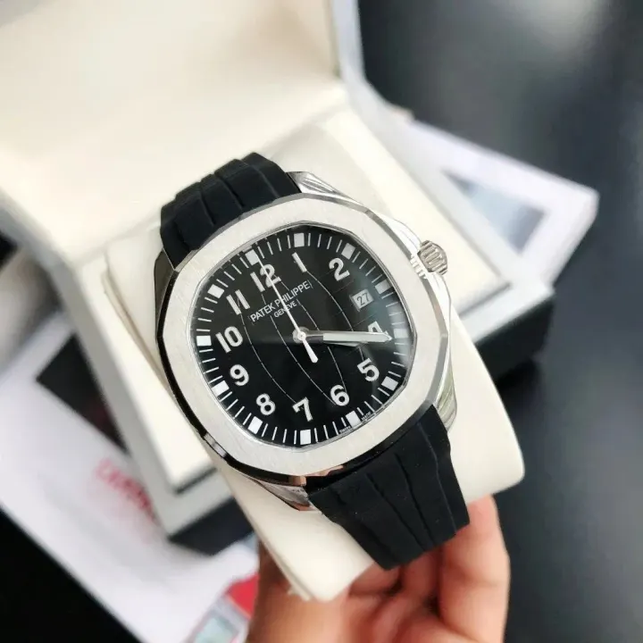 Patek Philippe Black Dial Rubber Strap Watch