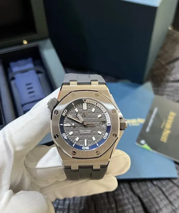 Audemars Piguet Gray Dial Automatic Watch with Rubber Strap